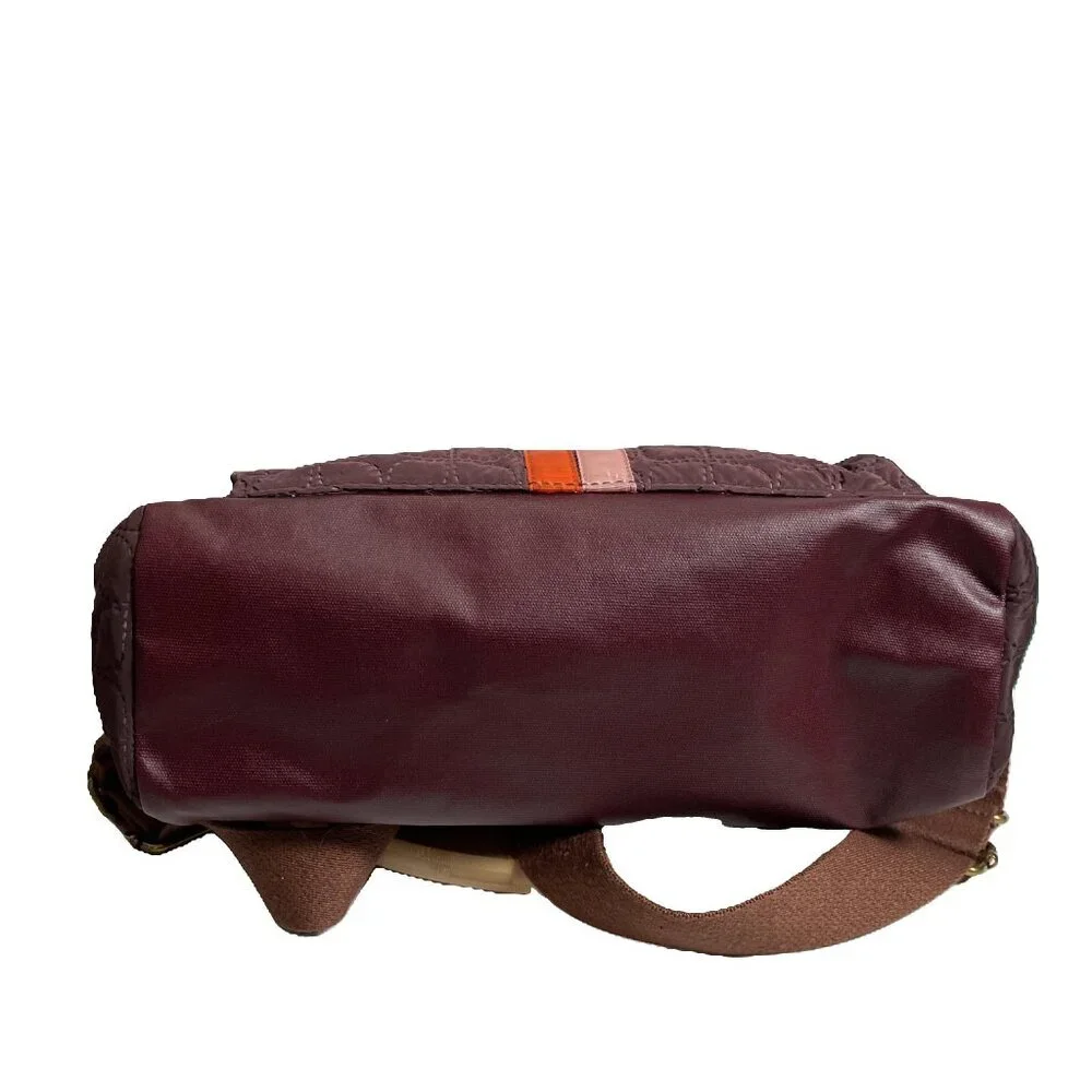 Fossil Maroon Purple Jenna Quilting Backpack Side Pockets Zip Pocket Adjustable